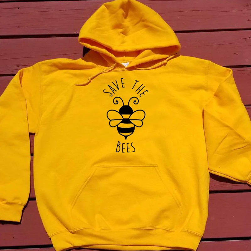 Save The Bees пуловер с капюшоном Женская Эстетическая толстовка с длинными рукавами Осень Зима Женская одежда Джемперы Топы Прямая