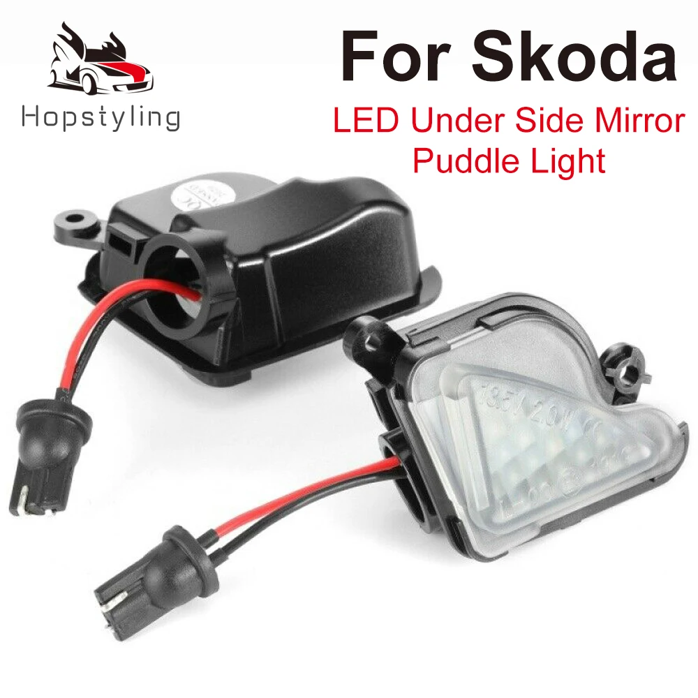 

2Pcs LED Side Mirror Puddle Lights No Error White for Skoda Superb MK2 Octavia MK2 MK3 1Z 5E Under Mirror Lamp Car Light
