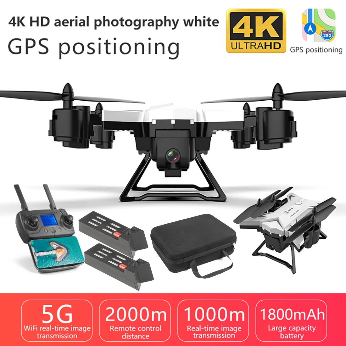 Складной Квадрокоптер KY601G 4K HD камера Wi Fi FPV светодиодный ГГц 4 канала дальность 2