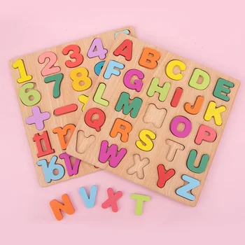 

Alphabet Digital Puzzle Wooden Toys Children Kid Number Letter Matching Jigsaw Board Learning Toy Matching Jigsaw for Children