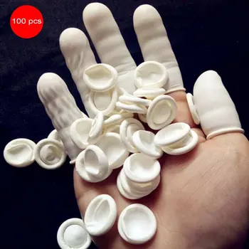 

100PCS/SET Durable Natural Latex Anti-Static Finger Cots Practical Design Disposable Makeup Eyebrow Extension Gloves Tools