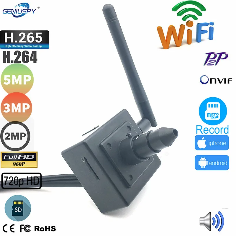 Мини камера с микрофоном 720P 960P 1080P 3MP 5MP мегапиксельная HD P2P Onvif TF слот для карты Wifi