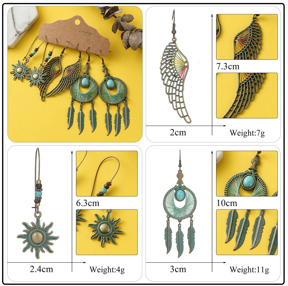 Bohemia Long Hanging Danging Earrings Sets Big Round Circle Leaf Geometric Drop Earrings Sets for Women (9)
