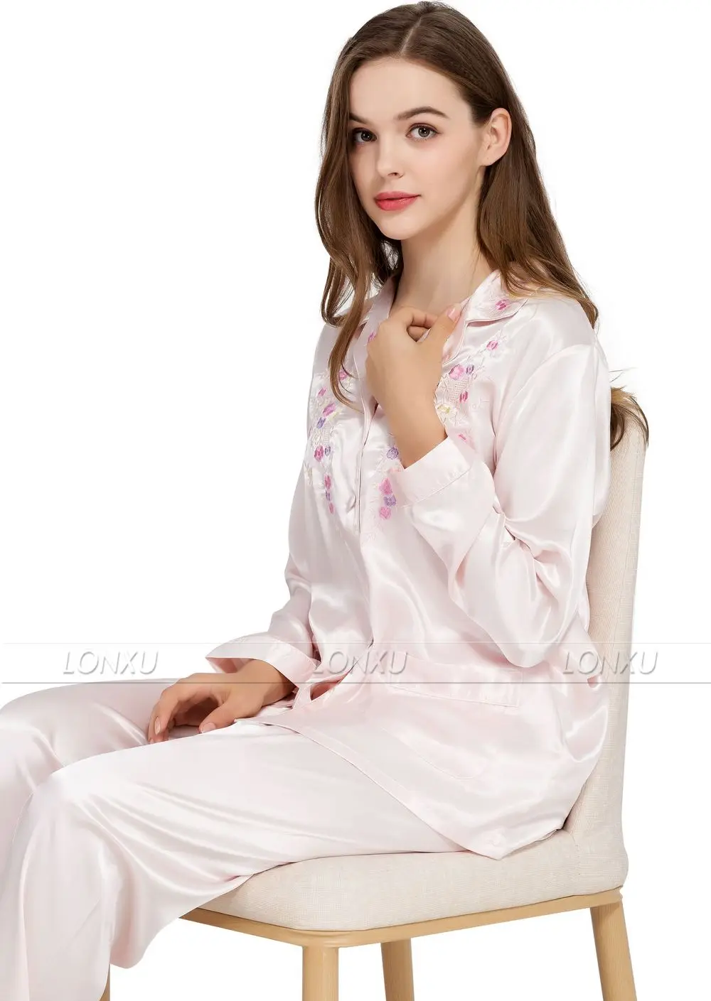 Womens Silk Satin Pajamas Set Pyjamas PJS Set Sleepwear Nightwear Loungewear XS~ 3XL Plus Size_For Gifts
