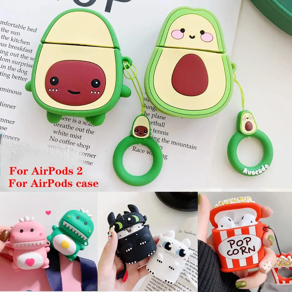 Для AirPods 2 Чехол с милым мультяшным забавным авокадо фруктовым узором силиконовый