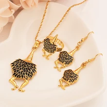 Золото Дубай фоны duke Винтажные висячие серьги ожерелье комплекты украшений для женщин девочек ювелирные изделия Аксессуары Лучший подарок