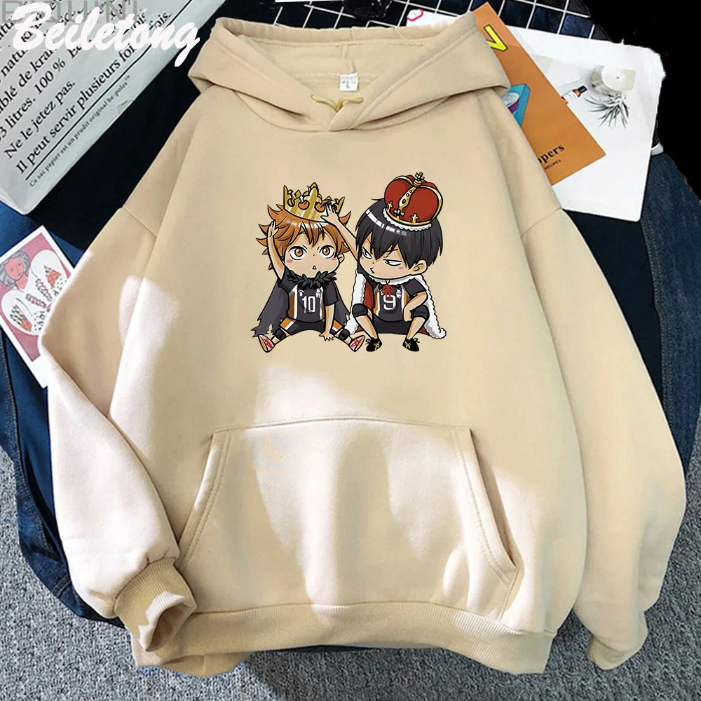 

HighKyuu Hoodies Shouyou and Tobio Harajuku Kawaii Korean Tops Wram Sudaderas Para Mujer Karasuno 90s Fly High Sweatshirts Loose