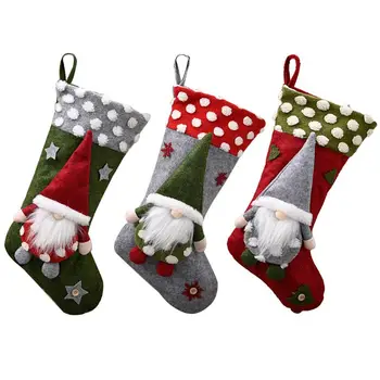 

Christmas Stockings Sock Gnome Doll Xmas Tree Candy Gift Bag Hanging Ornaments 11UA