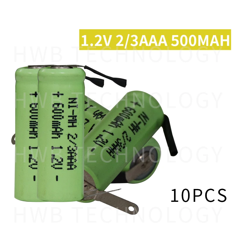 10 шт./лот KX Оригинал Новинка 1,2 V 2/3AAA 500mAh Ni-MH 2/3 AAA Ni-MH аккумуляторная батарея с булавками Бесплатная доставка