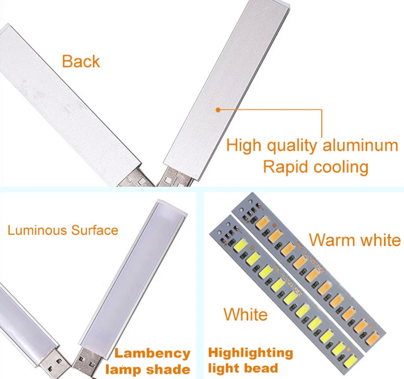 Description Picture 3 of itemMini USB LED Night Light 3LEDs 8LEDs 10LEDs 24LEDs Book Lamp Extension Pole Plug Adapter For Reading Notebook Power Bank