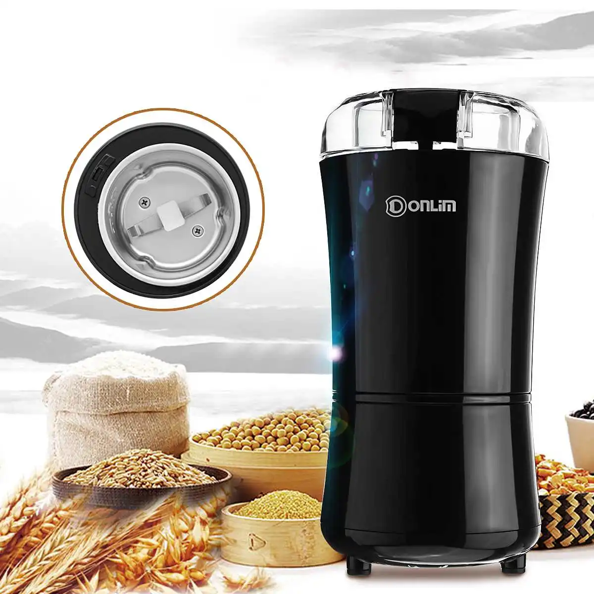 150W Electric Coffee Grinder Mini Household Overheat Protection Fast Cooling Kitchen Stainless Steel Mill For Spice Nuts Coffee