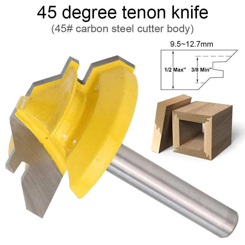 

1 Piece 1/4" Shank 45 Degree Lock Miter Router Bit Woodworking Tenon Milling Cutter Tool Drilling Milling For Wood Carbon Steel