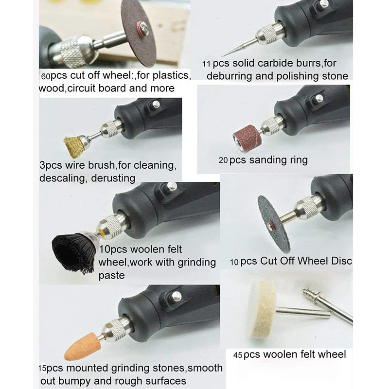 Kit d'accessoires pour outils rotatifs abrasifs, 105 pièces, Mini perceuse  électrique, meulage, polissage, Kits de polissage rotatifs - AliExpress