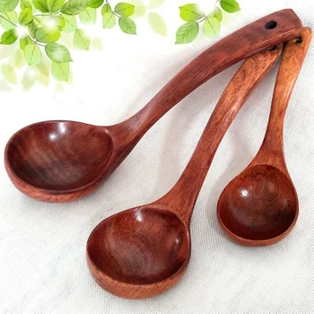 

Wooden Large Soup Scoops Long Handle Cooking Scoop Wood Ramen Rice Spoon Soup Ladle Catering Tableware Kitchen Tools