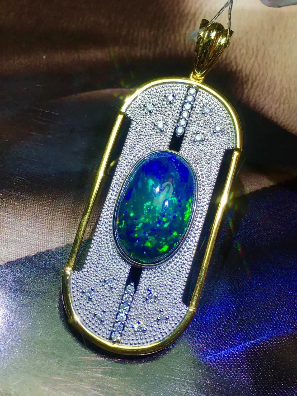 819 настоящие хорошие драгоценности 18K золото AU750 G18K натуральный опал кулон 6.1ct Алмаз Кулон Ожерелья из драгоценных камней для женщин