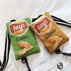 2019 женские забавные картофельные чипсы сумка через плечо клатч маленькая сумка-почтальон сумка на плечо женская сумка-конверт сумки