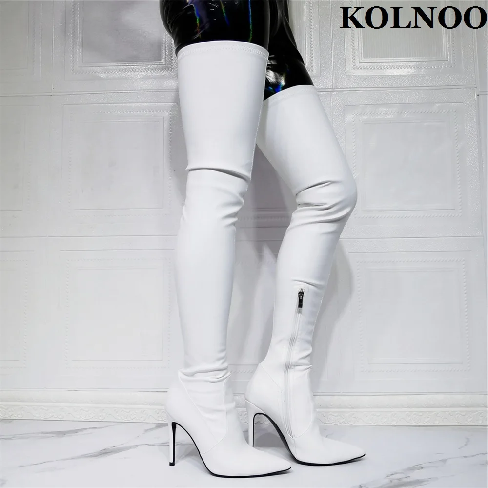 

Kolnoo New Classic Handmade Ladies High Heel Boots Wedding Party Prom Thigh-High Boots Evening Party Prom Fashion Winter Shoes