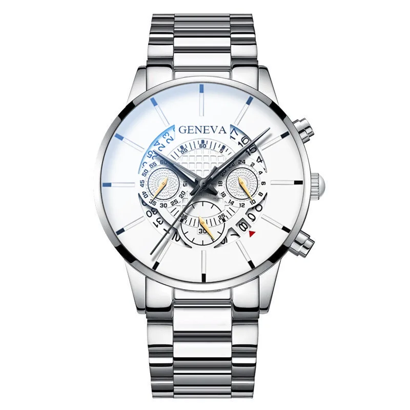 Geneva Brand New Men's Quartz Watch European And American New Design Fashion Casual Stainless Steel Calendar Men's Watch