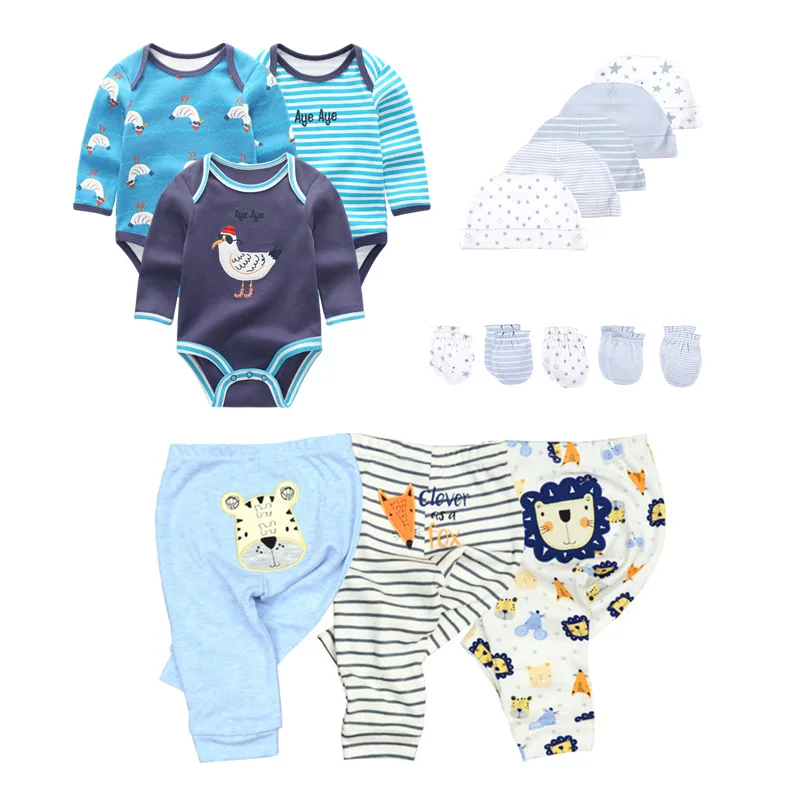 baby's complete set of clothing Newborn 16/18PCS Baby Boy Clothes Sets Cotton Solid Baby Girl Clothes Bodysuits+Pants+Gloves+Hats Cartoon Trousers Ropa Bebe Baby Clothing Set expensive Baby Clothing Set