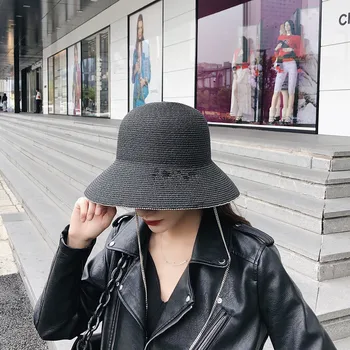 

202002-axi new design solid chain lady bucket cap women leisure hat