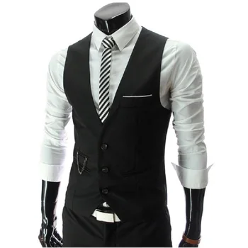 

ZOGAA Gray Korean fashion metrosexual men slim V-Neck collar vest sjxz-700-M07-55g