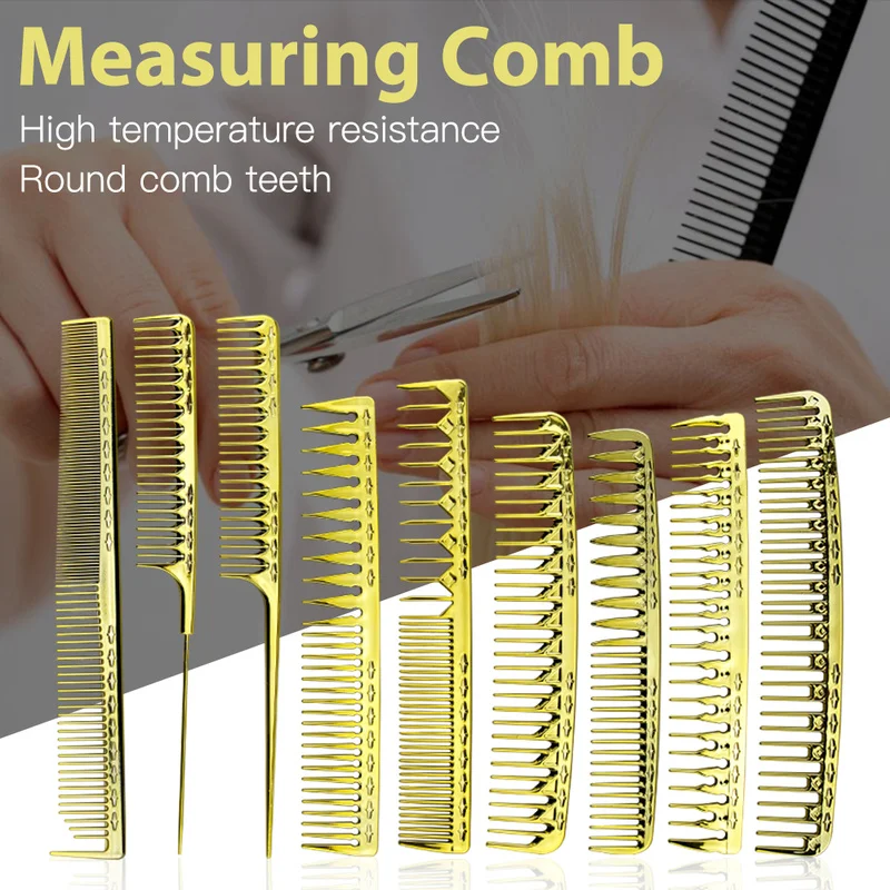 

Hair Salon Hairdresser Professional Electroplating Gold Hair Men's Oil Head Comb Haircut Hollow Comb Women Trimming Tail Comb