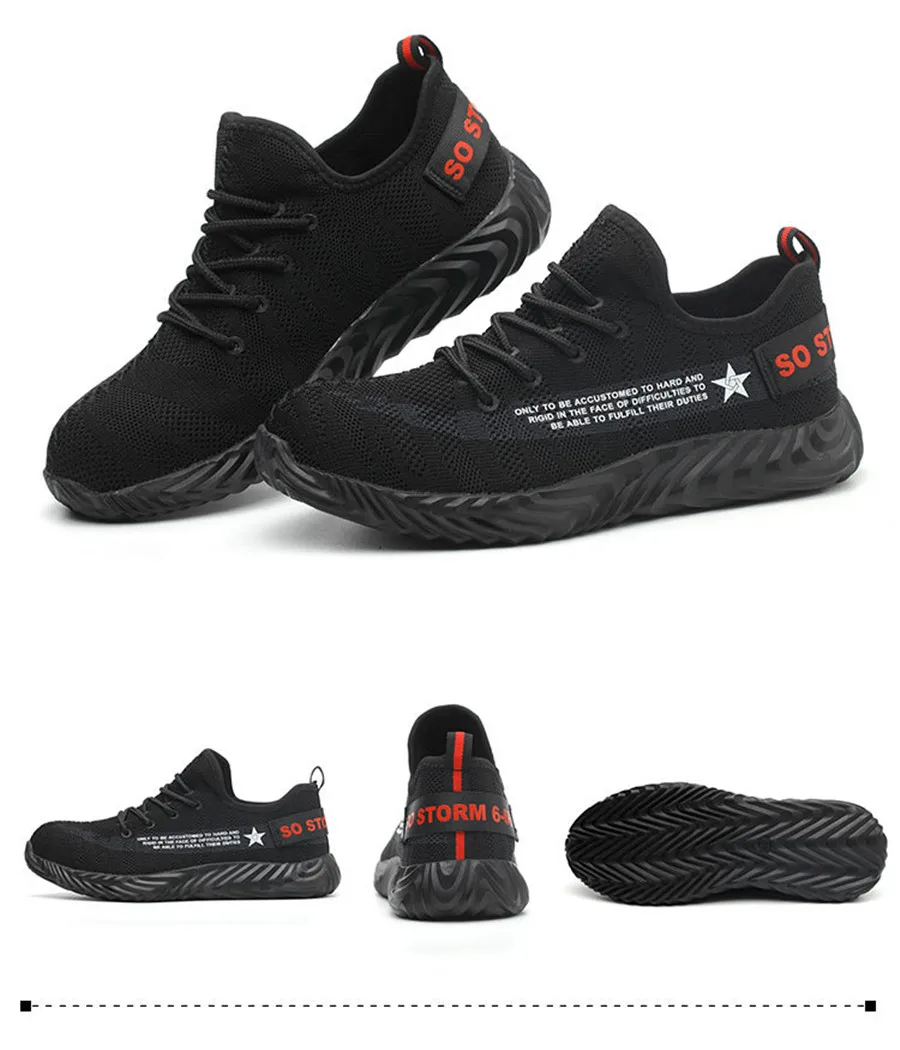Lightweight Breathable Men Safety Shoes Steel Toe Work Shoes For Men Anti-smashing Construction Sneaker Indestructible Boots
