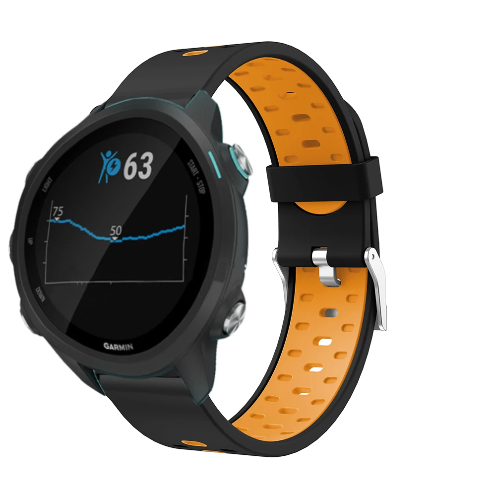 Ремешок силиконовый 20 мм для смарт часов Garmin Forerunner 245 245M 645 сменный спортивный