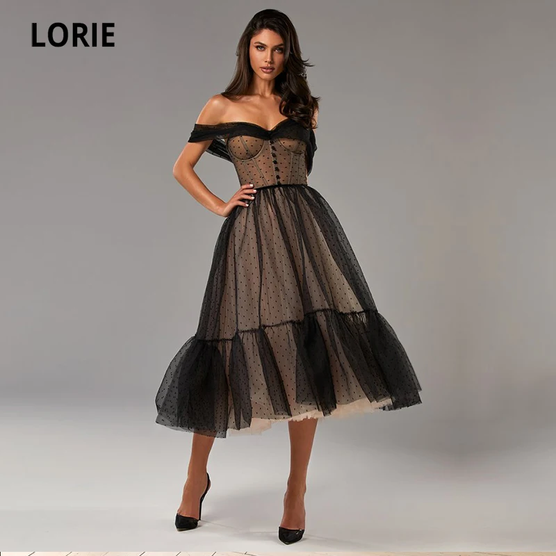 سوط لا معنى له ممحاة LORIE Black Prom Dresses Off the Shoulder Polka Dot Tulle Tea Length Ruffled Evening Gown Girl Celebrity Party Graduation Dress|Prom Dresses| - AliExpress سوط لا معنى له ممحاة LORIE Black Prom Dresses Off the Shoulder Polka Dot Tulle Tea Length Ruffled Evening Gown Girl Celebrity Party Graduation Dress|Prom Dresses| - AliExpress