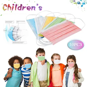 

10PCS Solid Color Disposable Mask For Kids Boys Girls 3 Layers Non-woven Fabric Masks Breathable Face Mask Masque Jetable