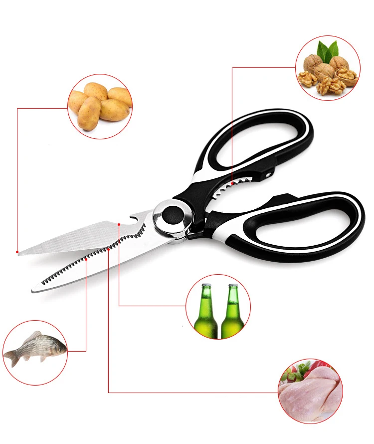 5 in 1 Stainless Steel Multifunctional Sharp Scissor Kitchen Knife Accessories Supplies Knife Sharpener Turkey Meat Tools