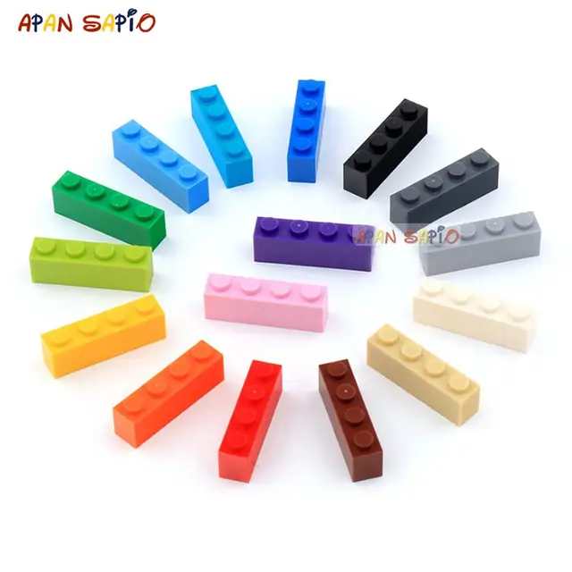 50PCS DIY Building Blocks Thick Figures Bricks 1x4 Dots Educational Creative Size Compatible With Brand Toys for Children 3010 Mixed color 50pcs