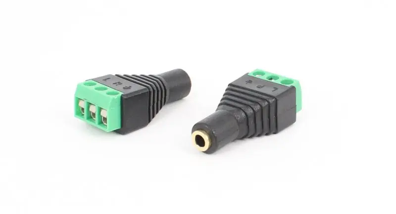 Безприпой позолоченный 3,5 мм аудио двойной звуковой трек USB зеленый клеммный блок двухсторонний голосовой адаптер для наушников