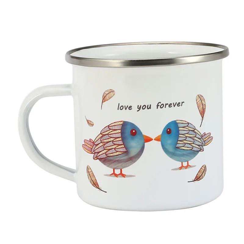 350ML Enamel Mug with Photo Text Sublimation Print Office Home Funny Water Cups Breakfast Milk Coffee Tea Gift water cup custom mug