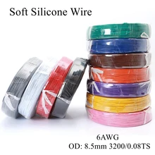 1 м/лот 6AWG силиконовый провод Ультра гибкая тестовая линия Силикагель кабель высокотемпературные провода мягкая Луженая Медь модель проводника