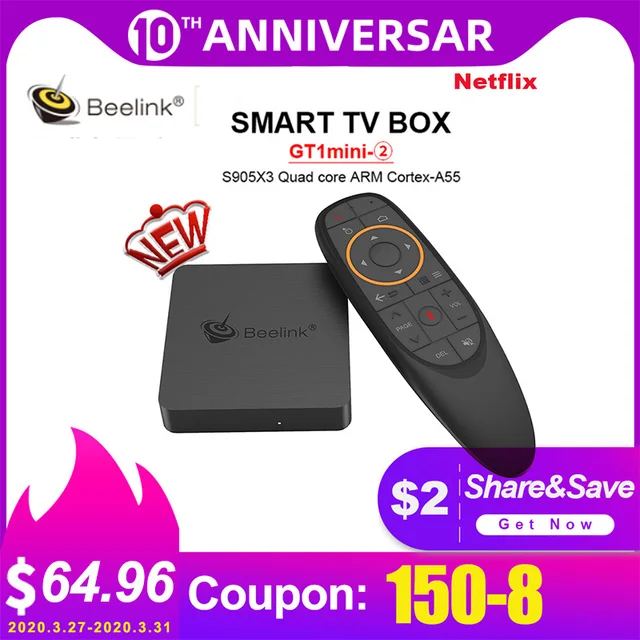 $US $64.96  Beelink GT1 mini-2 Smart TV Box Support Netflix HD IPTV Amlogic S905X3 Android 9.0 4GB 64G Voice Co