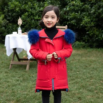

New Children's Down Jacket Korean Version Thick Big Fur Collar Girls Down Jacket Mid-length Girls Winter Jacket Baby Clothes