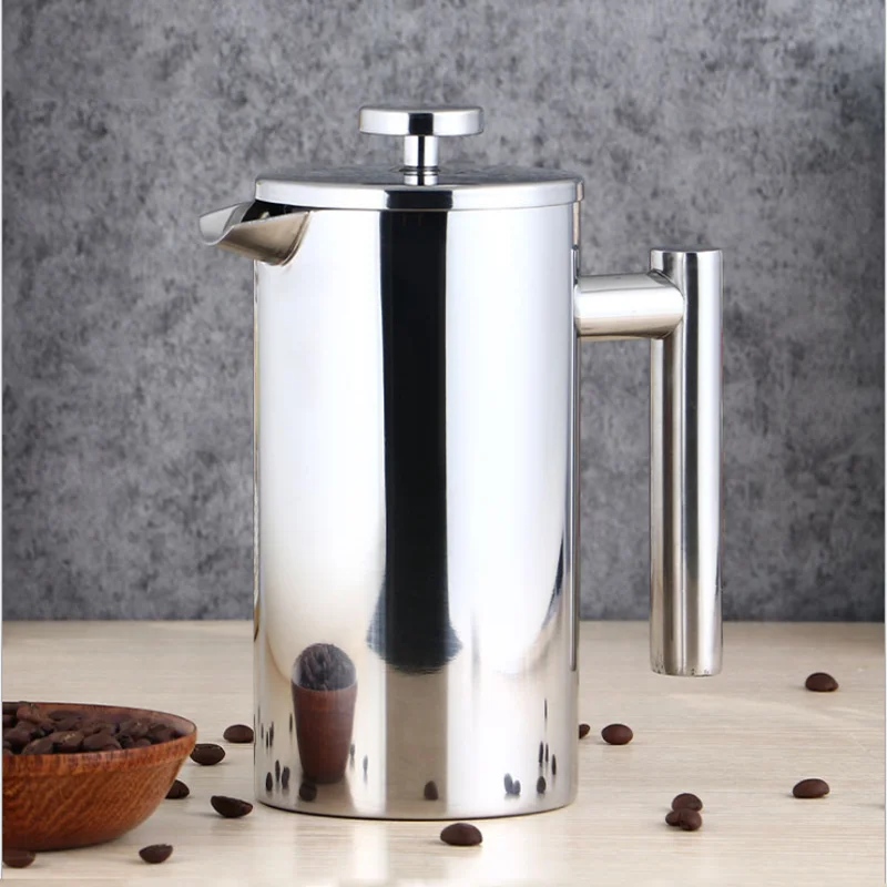 French Press 12 Cup Coffee Maker Polished Stainless Steel Double Wall Insulated 