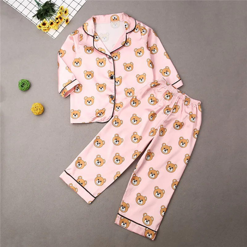 Г., Шелковый Атласный пижамный комплект из 2 предметов для маленьких мальчиков и девочек, одежда для сна с длинными рукавами одежда для сна для детей от 1 до 7 лет