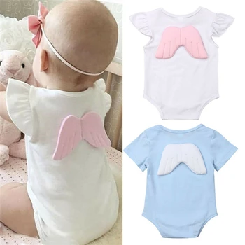 

2019 Newborn Boys Girls Infant Cute Wing Cotton Short Sleeve Jumpsuit Bodysuit Outfits