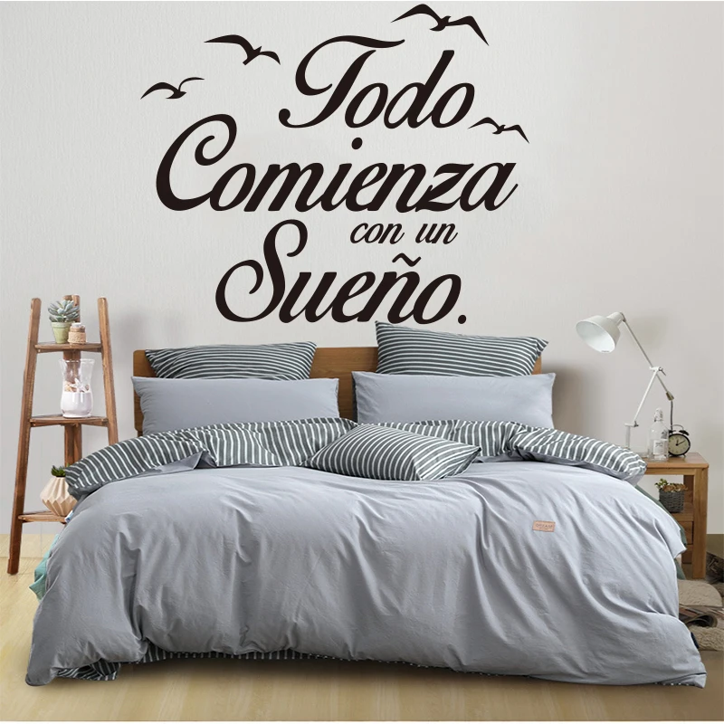 Spanish wall sticker vinyl quote bird alphabet wall decal wall artist