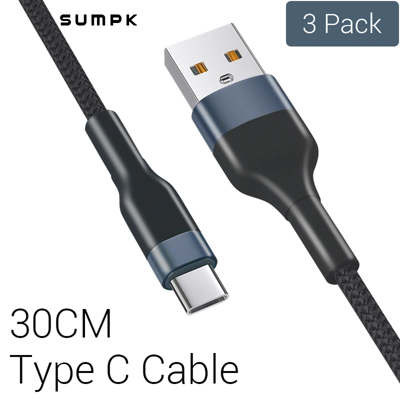 SUMPK 5A 30 см супер зарядка USB C кабель для Xiaomi Redmi Huawei Mate Type шнур быстрая мобильный телефон провода C|Кабели