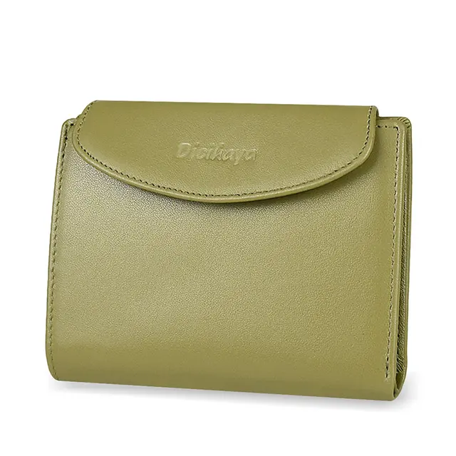 DICIHAYA Genuine Leather Women Wallet Coin Purse For Girls Female Small Portomonee Lady Purse Money Bag Card Holder Mini Clutch green