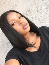 Malaika recto Bob corto frente de encaje pelucas de cabello humano 13x4 pelo brasileño peluca Bob contundente corte Bob pelucas con minimechones