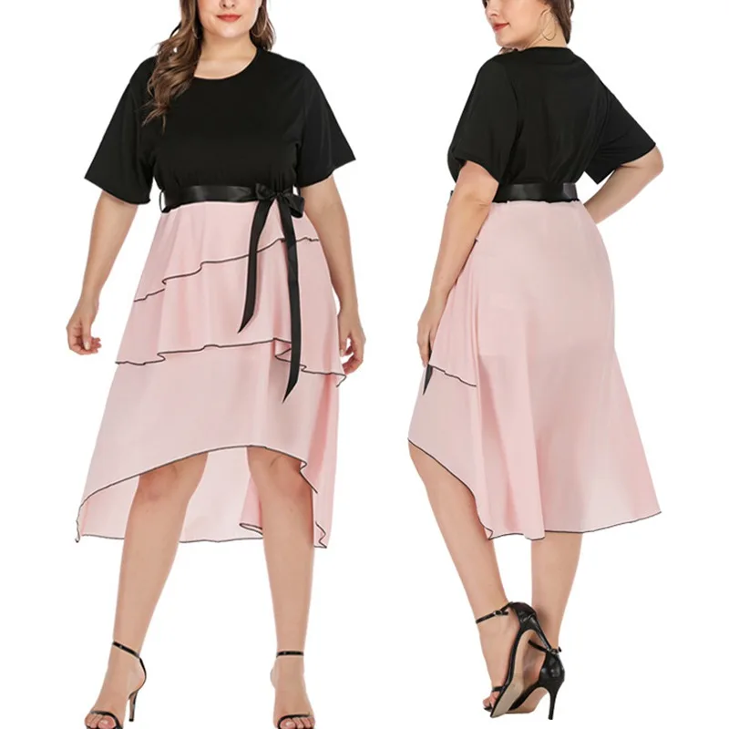 Летнее женское платье большого размера 5XL 6XL 7XL 8XL 9XL однотонное платье с круглым вырезом необычное Большое модное сексуальное платье обхват груди 136 см