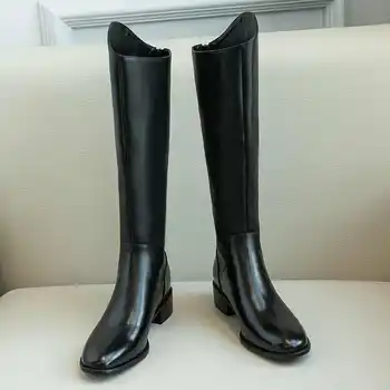 

Luxury brand riding boots women knee high boots cow leather metal rivets zipper med heels gorgeous knight boots zapatos de mujer