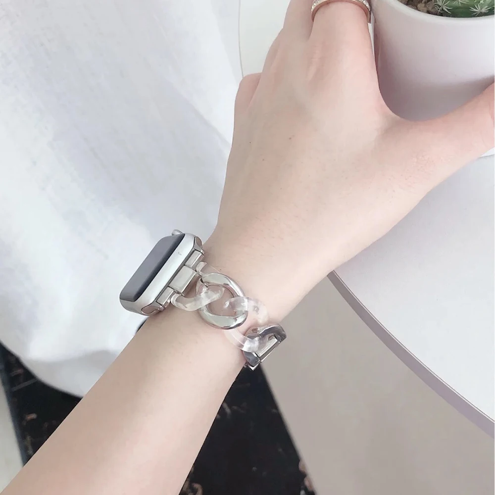 Resin strap For Apple Watch 38mm 40mm band iwatch Series 5 4 3 2 1 Wrist For watch Accessories 42mm 44mm bracelet Replacement