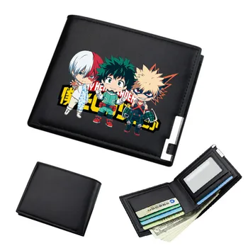 

Anime My Hero Academia Black PU Short Wallet Bifold Photo Card Holder Coin Purse ID Boy's Girl's Cosplay Casual Purses Gifts