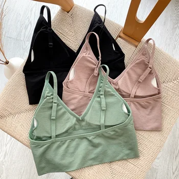 

Careful Machine Underwear V-neck Slim Fit Camisole Non-Steel Ring Small Bust Bra Women's French Underwear