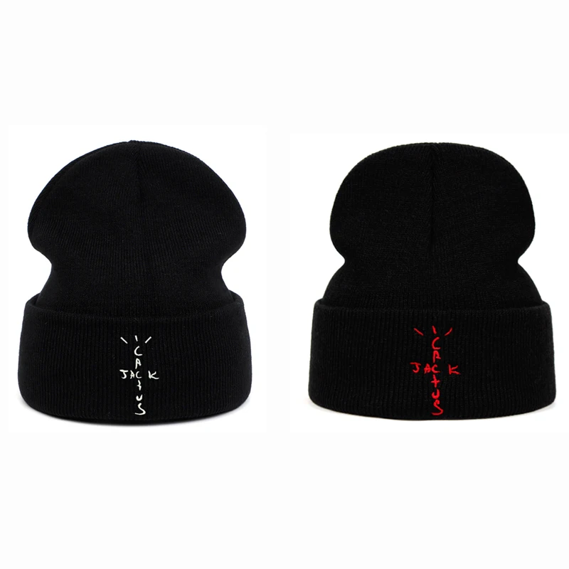 

New Fashion Travis Scotts Beanie Hat Cactus Jack Embroidery Casual Winter Hats For Men Women Black Knitted Hat Keep Warm 2020